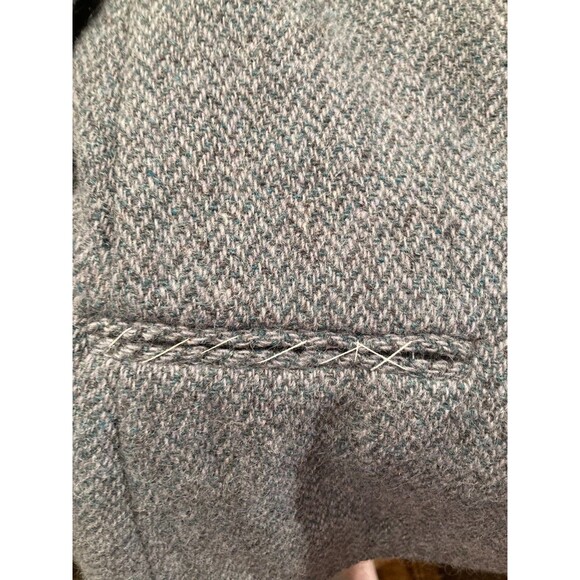 Vintage 70s Wool Blazer 1970s Blue Gray Herringbone Retro Spring Size Medium S/M - Picture 3 of 6